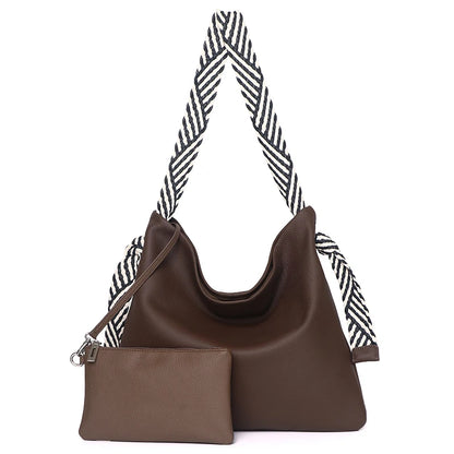 Brown Scarf Strap Hobo Bag