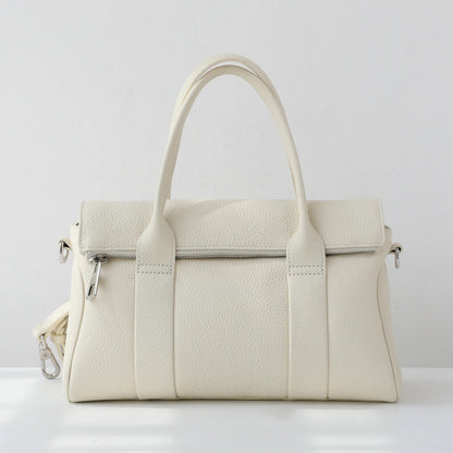 Taupe Leather Belted Work Tote