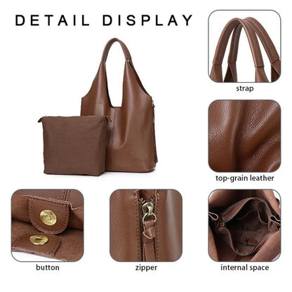 Leather Slouch Shopper Shoulder Tote
