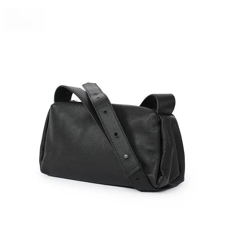Brown Leather Barrel Crossbody Bag