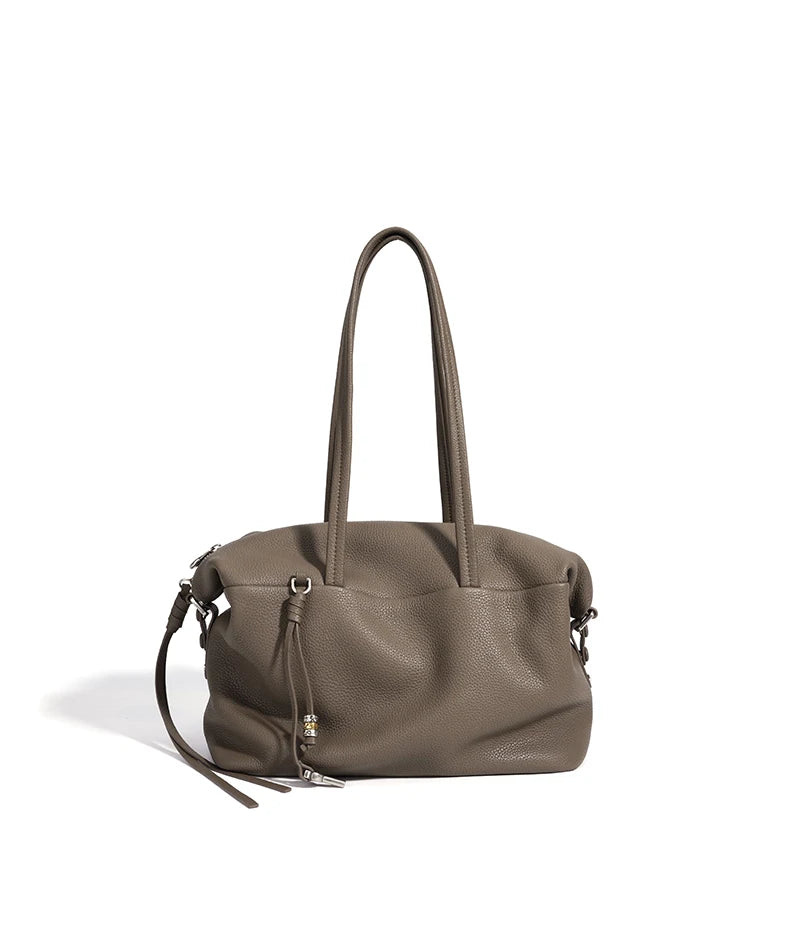 Yellow Leather Zip Shoulder Bag