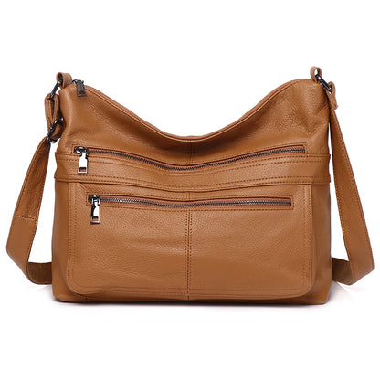 Black Leather Pocket Crossbody Bag
