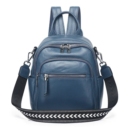 Blue Leather Convertible Backpack Bag