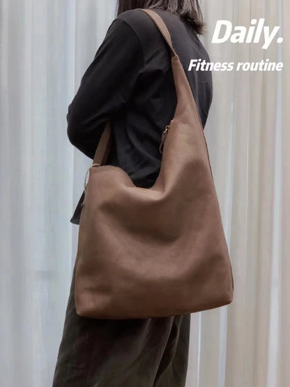Brown Leather Soft Crossbody Tote