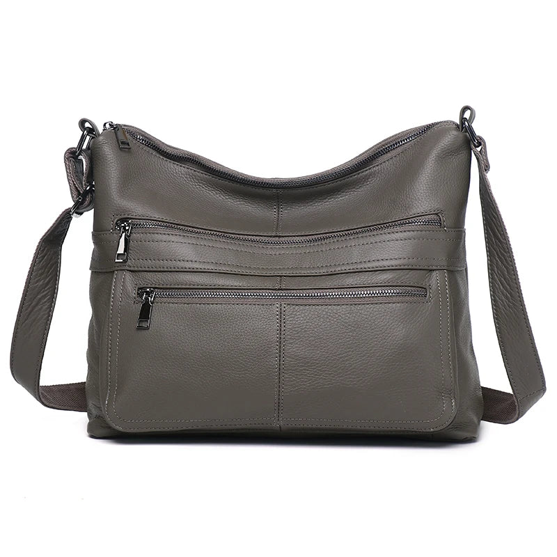 Black Leather Pocket Crossbody Bag