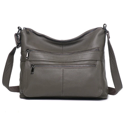 Black Leather Pocket Crossbody Bag
