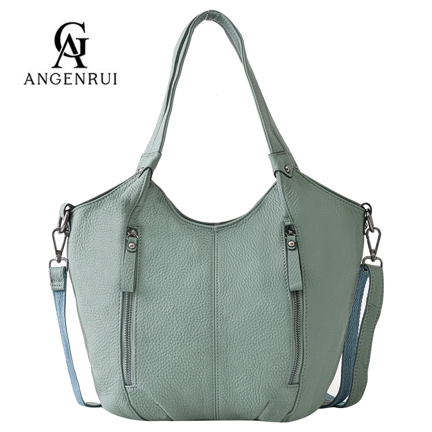 Black Leather Multi Pocket Tote