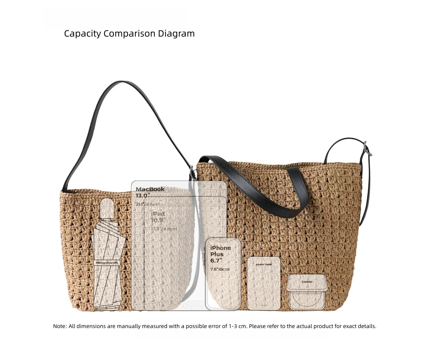 Woven Straw Shopper Tote Bag