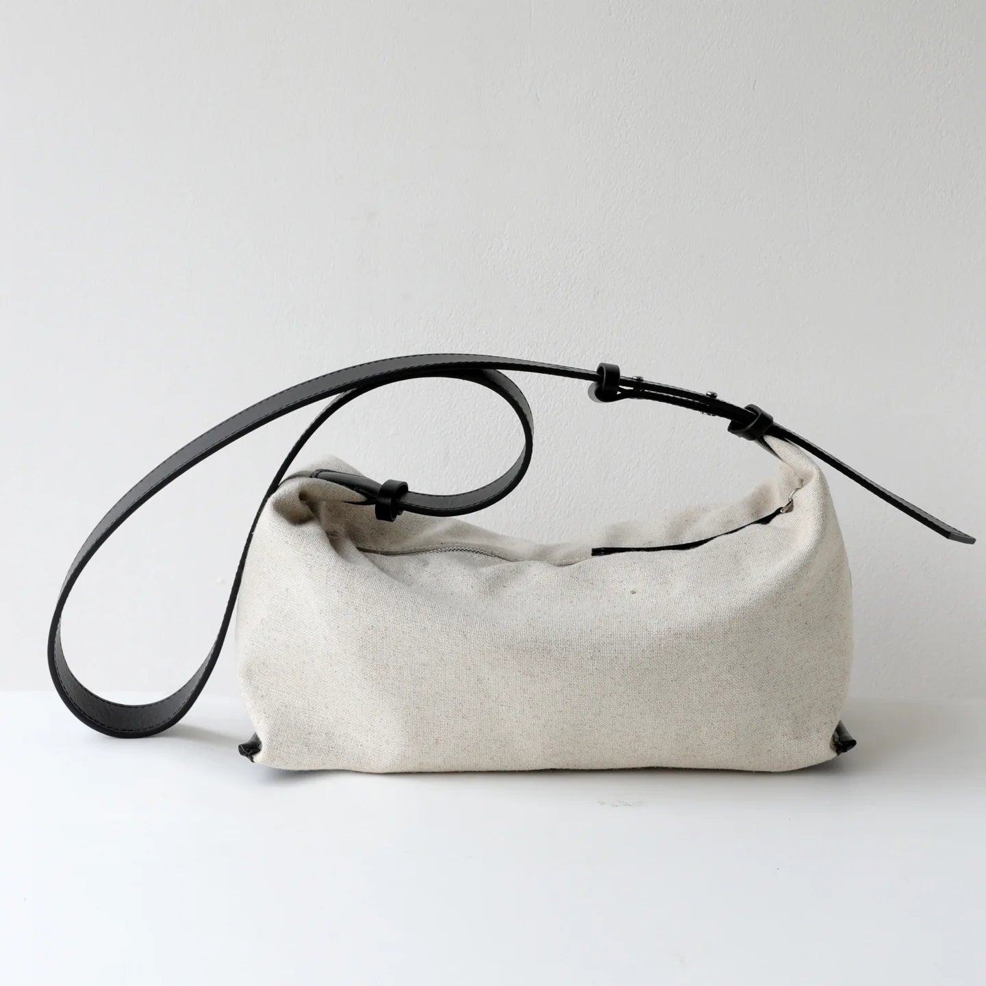 Striped Canvas Drawstring Shoulder Bag