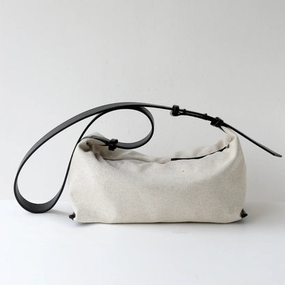 Striped Canvas Drawstring Shoulder Bag