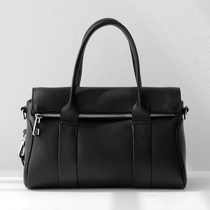 Taupe Leather Belted Work Tote