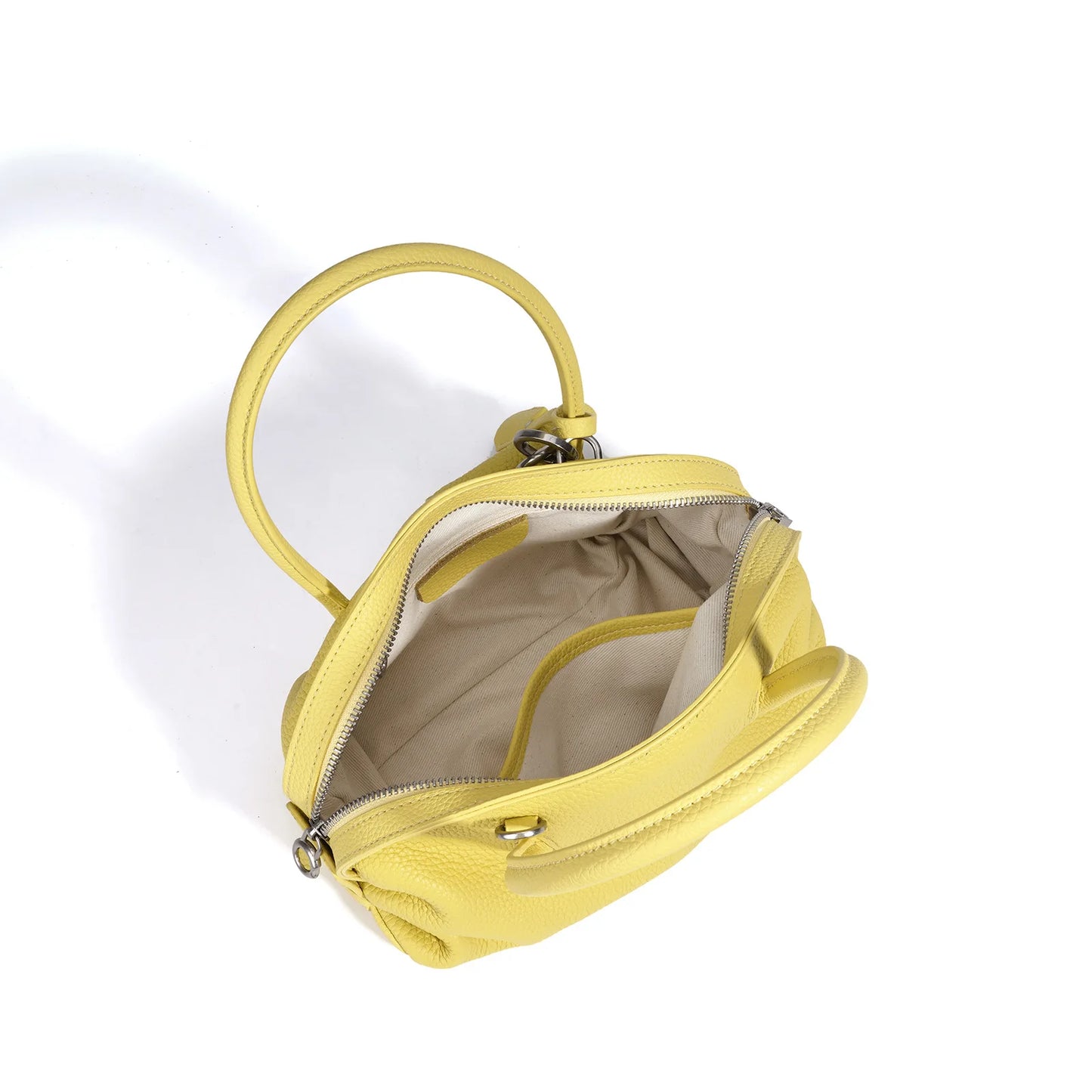 Yellow Leather Mini Boston Bag