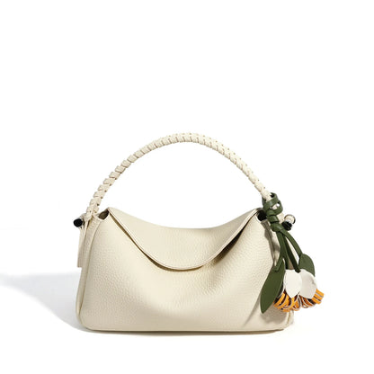 Aqua Leather Flower Charm Hobo