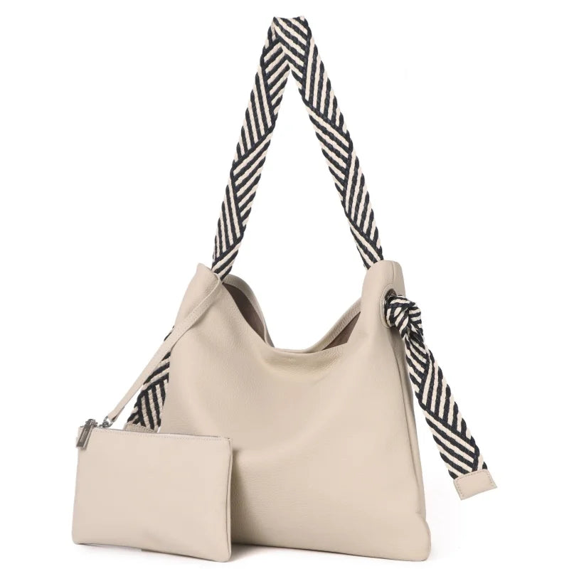Brown Scarf Strap Hobo Bag