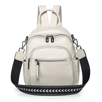 Blue Leather Convertible Backpack Bag