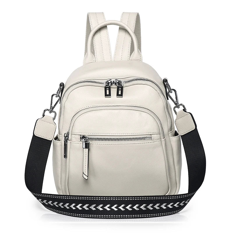 Blue Leather Convertible Backpack Bag