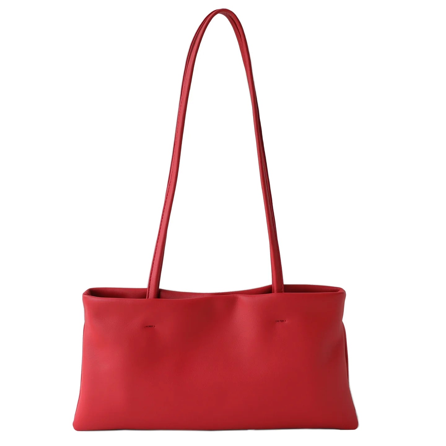Red Leather Slim Shoulder Tote