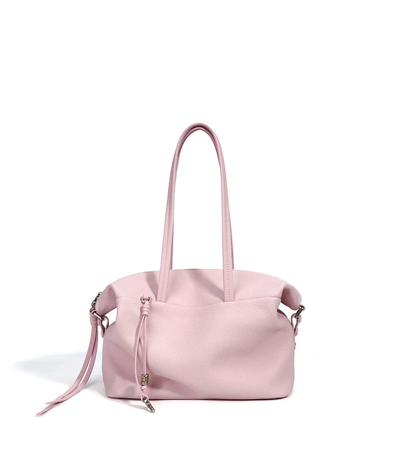 Yellow Leather Zip Shoulder Bag