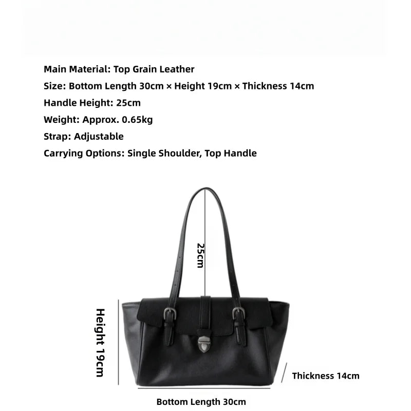 White Leather Belted Tote Bag