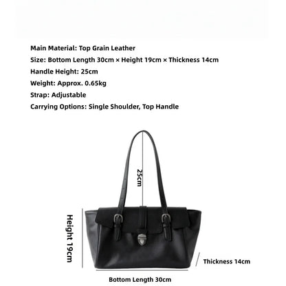 White Leather Belted Tote Bag