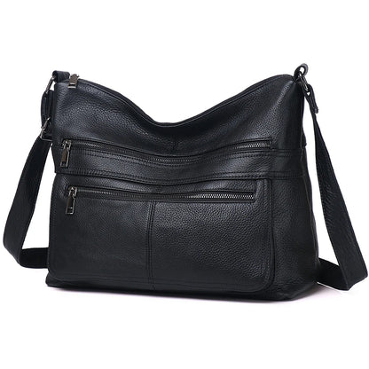 Black Leather Pocket Crossbody Bag