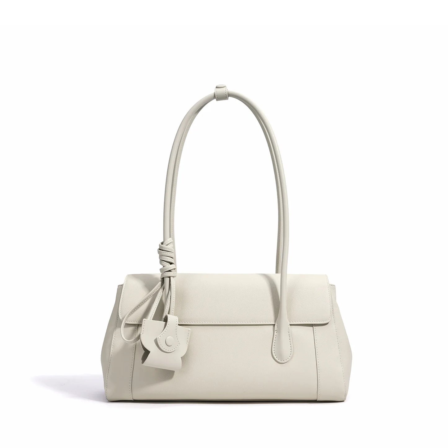 Ivory Leather Charm Shoulder Bag