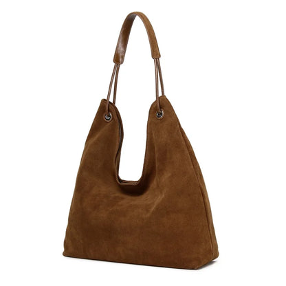 Burgundy Suede Grommet Shoulder Tote