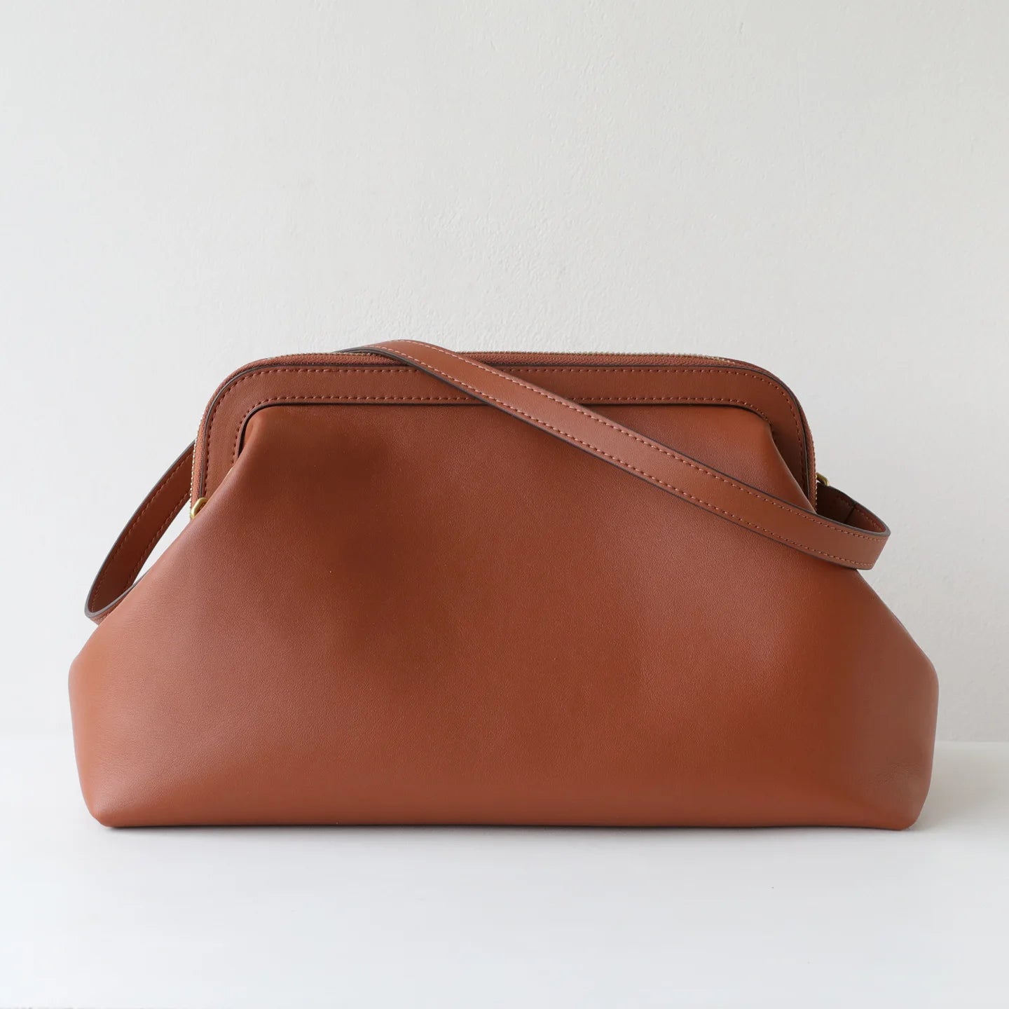 Ivory Leather Frame Crossbody Bag