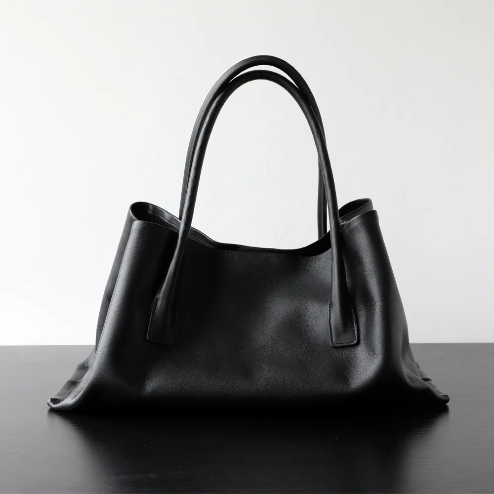 Ivory Leather Triangle Shoulder Tote