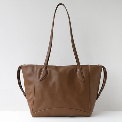 Brown Leather East West Tote