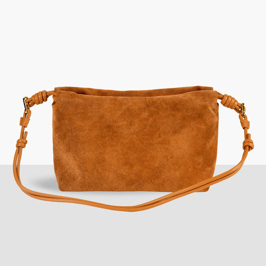 Brown Suede Drawstring Cloud Bag