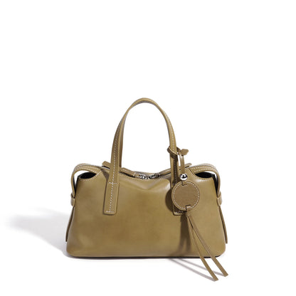 Brown Leather Boston Shoulder Bag