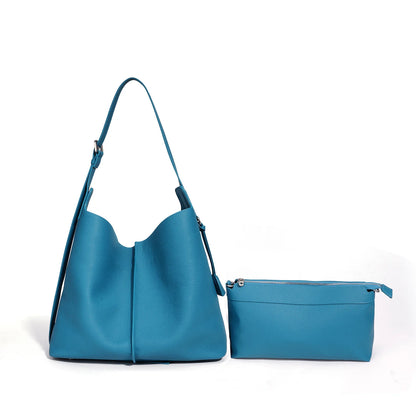 Teal Leather Foldover Hobo Bag
