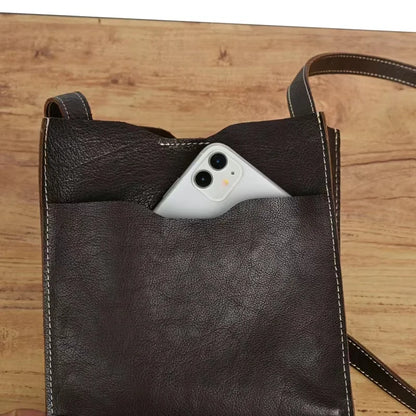Brown Leather Slim Crossbody Bag