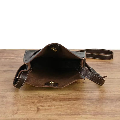 Brown Leather Slim Crossbody Bag