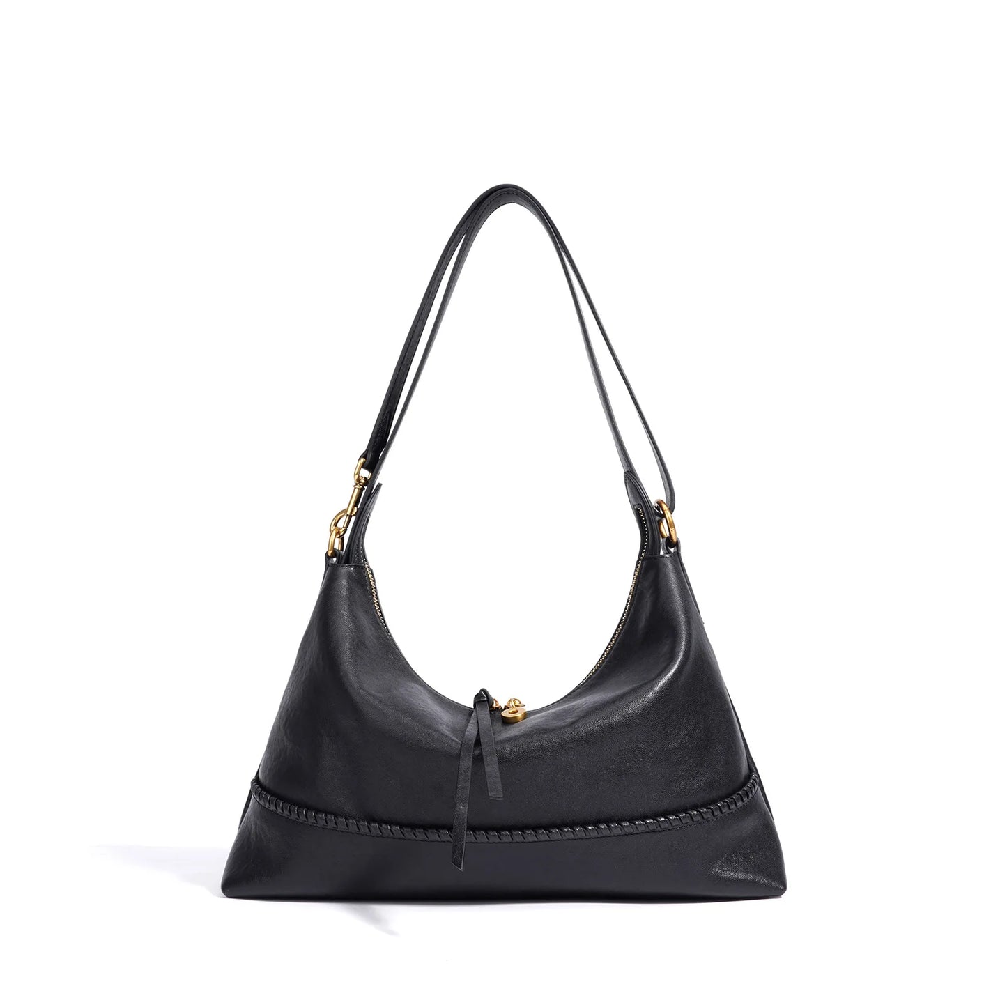 Tan Leather Braided Shoulder Bag