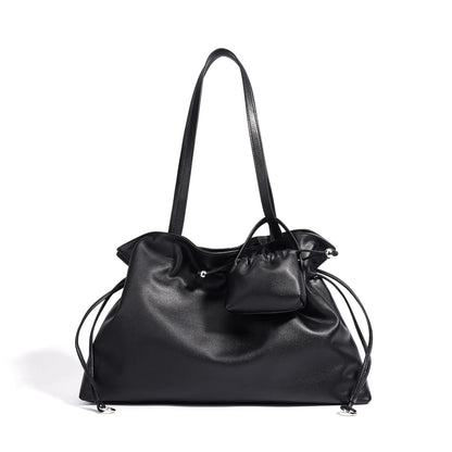 Brown Drawstring Pillow Shoulder Bag