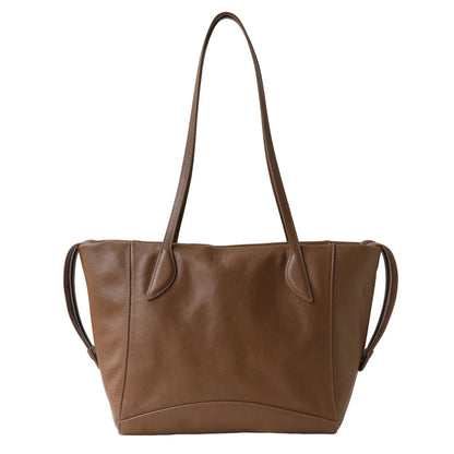 Brown Leather East West Tote