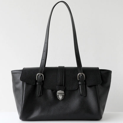 White Leather Belted Tote Bag