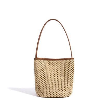 Woven Straw Bucket Shoulder Bag
