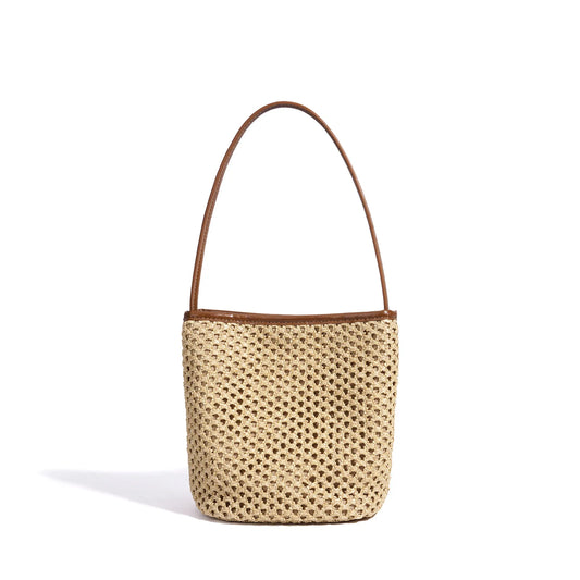 Woven Straw Bucket Shoulder Bag