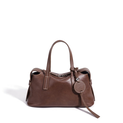 Brown Leather Boston Shoulder Bag