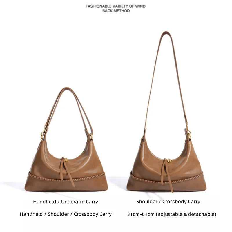 Tan Leather Braided Shoulder Bag
