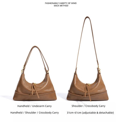 Tan Leather Braided Shoulder Bag