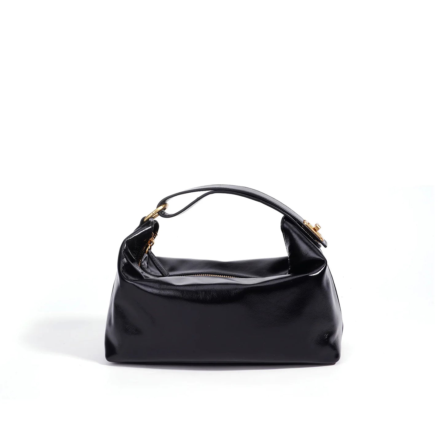 Black Leather Pillow Shoulder Bag