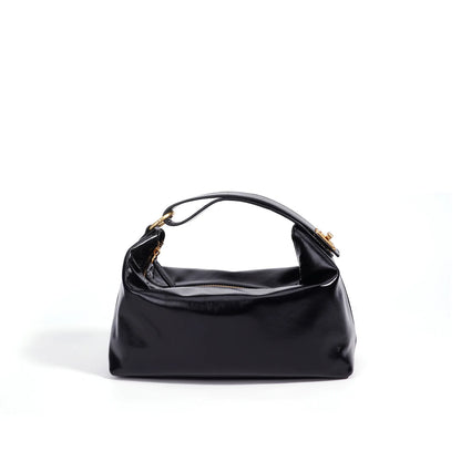 Black Leather Pillow Shoulder Bag