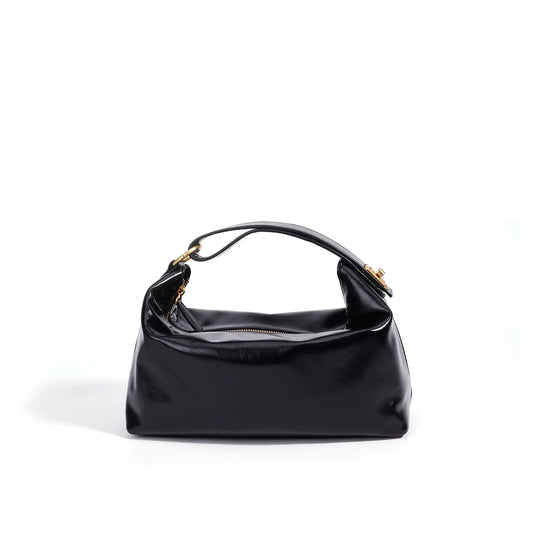 Black Leather Pillow Shoulder Bag