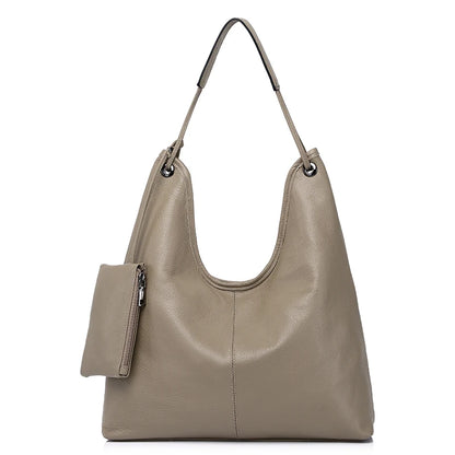 Navy Leather Shopper Tote Bag