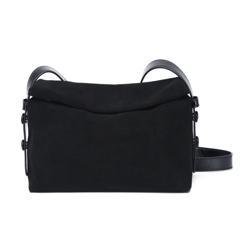 Brown Suede Flap Crossbody Bag
