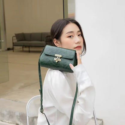 Green Leather Flap Crossbody Bag